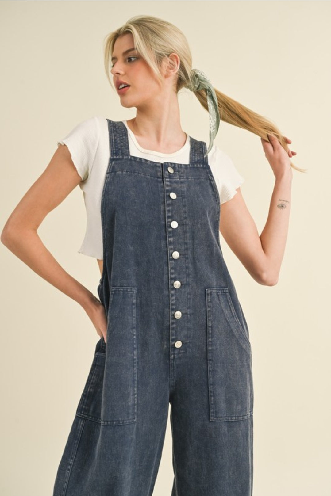 Cagney's Washed Wide Leg Overalls