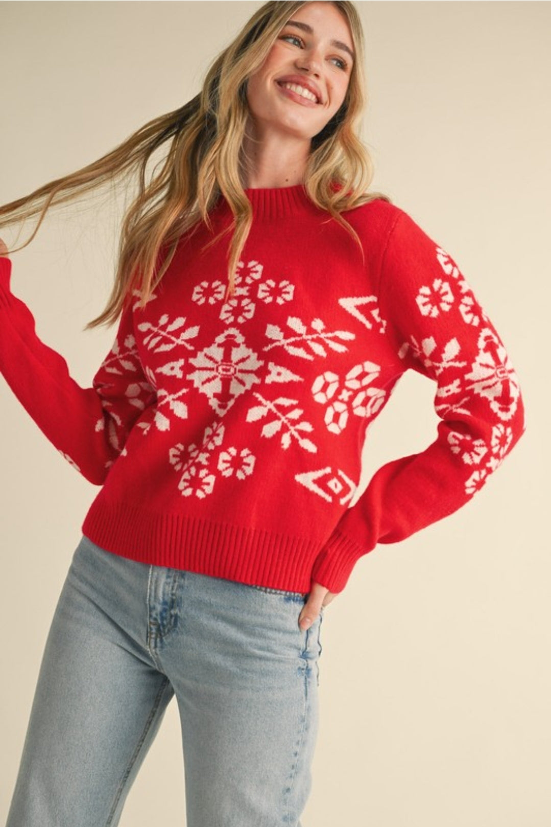 Red Floral Christmas Sweater