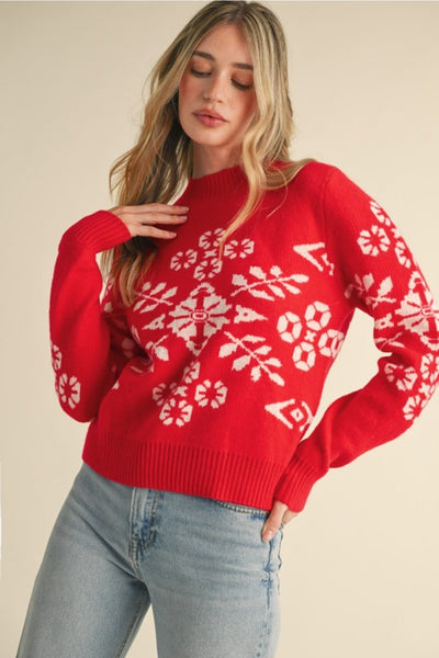 Red Floral Christmas Sweater