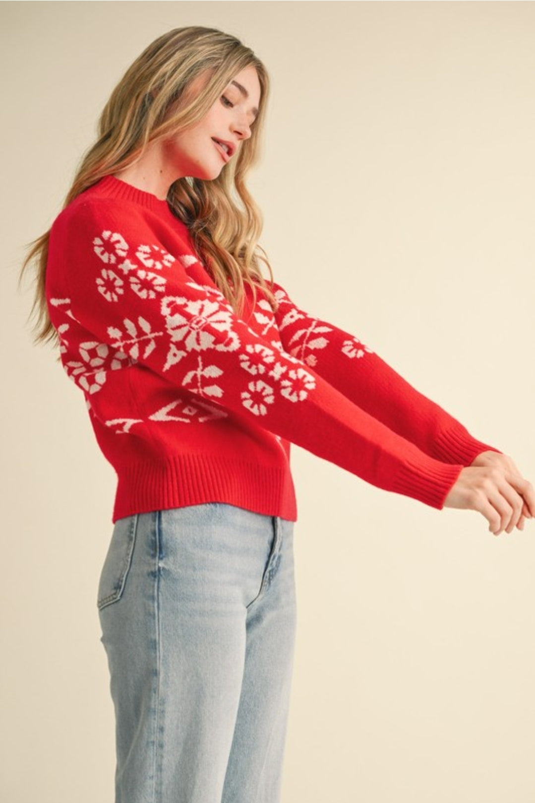 Red Floral Christmas Sweater