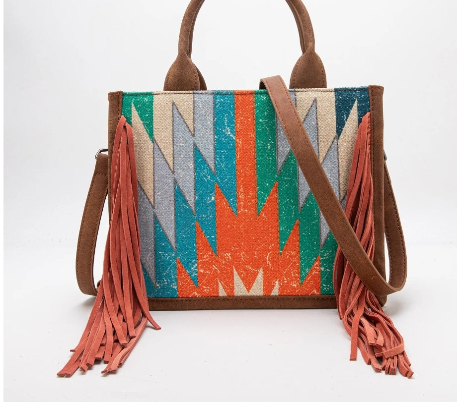 Aztec Print Fringe Conceal/Carry Bag