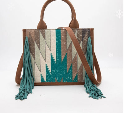 Aztec Print Fringe Conceal/Carry Bag