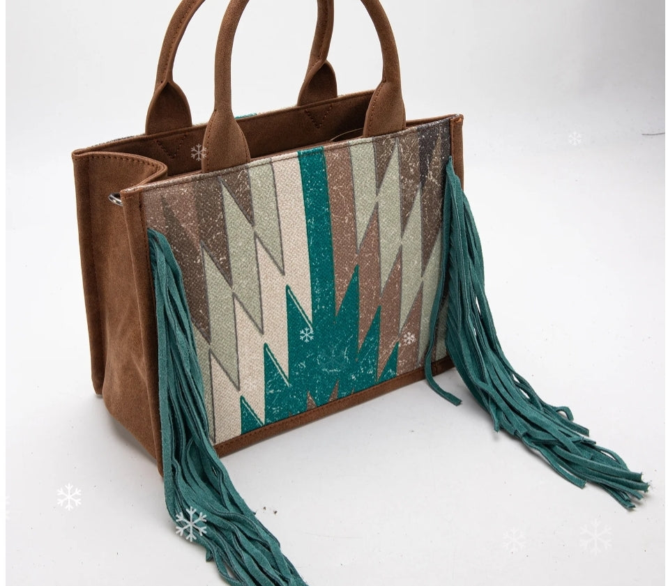 Aztec Print Fringe Conceal/Carry Bag