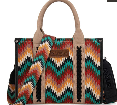 Black/Aqua Aztec Canvas Tote Bag