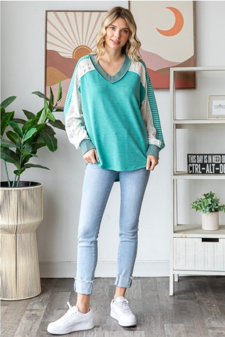 Spring Color Block Pullover