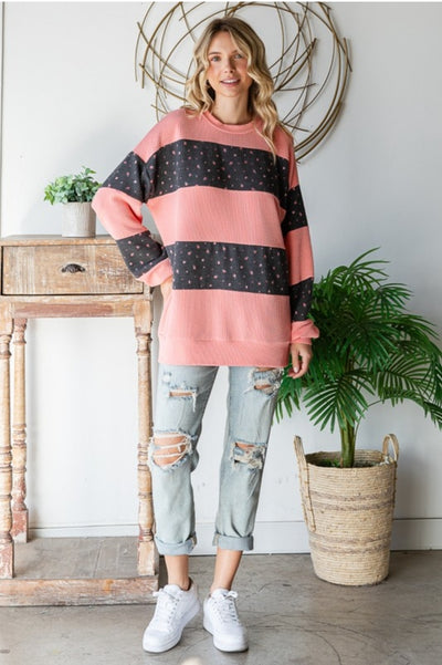 Billies Color Block Ribbed Pullover