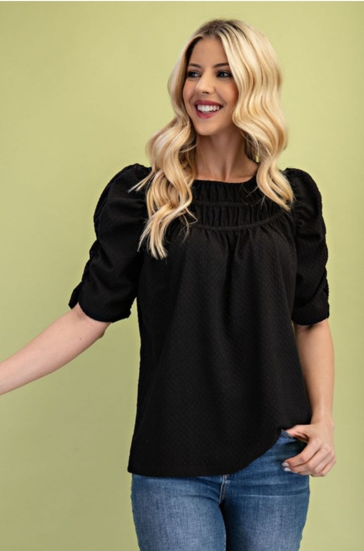 Soot Black Textured Blouse