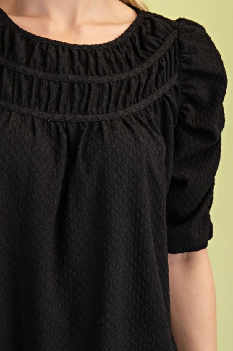 Soot Black Textured Blouse