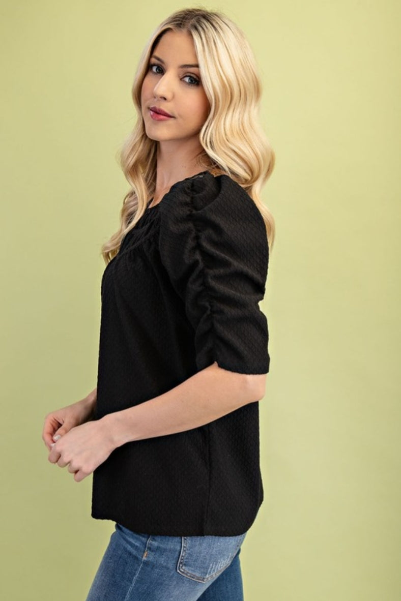 Soot Black Textured Blouse