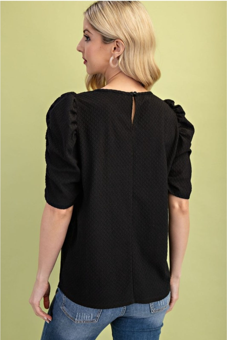 Soot Black Textured Blouse