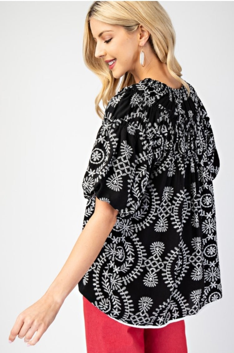 Aurora Black Printed Blouse