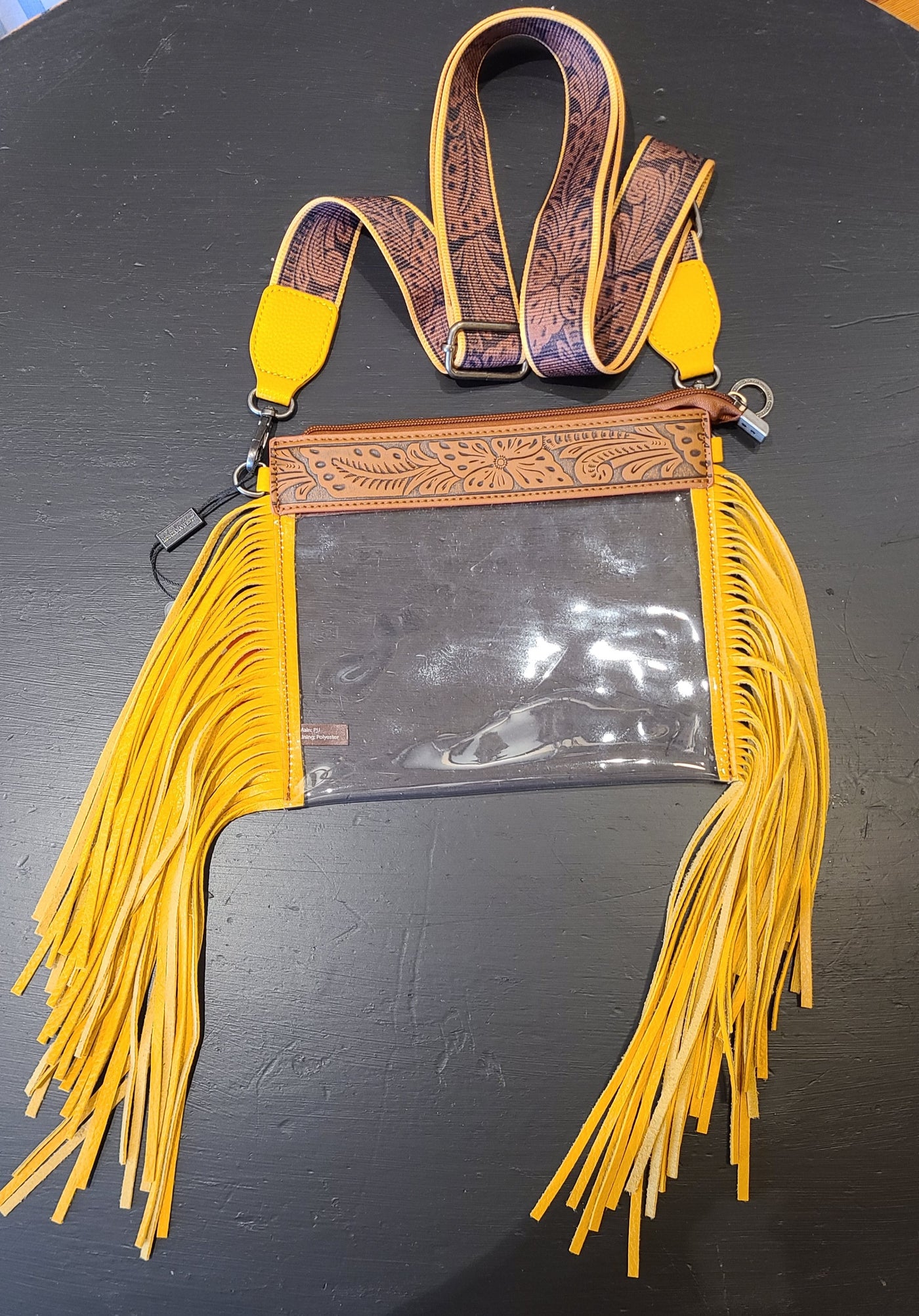 Mustard Fringe Clear Bag