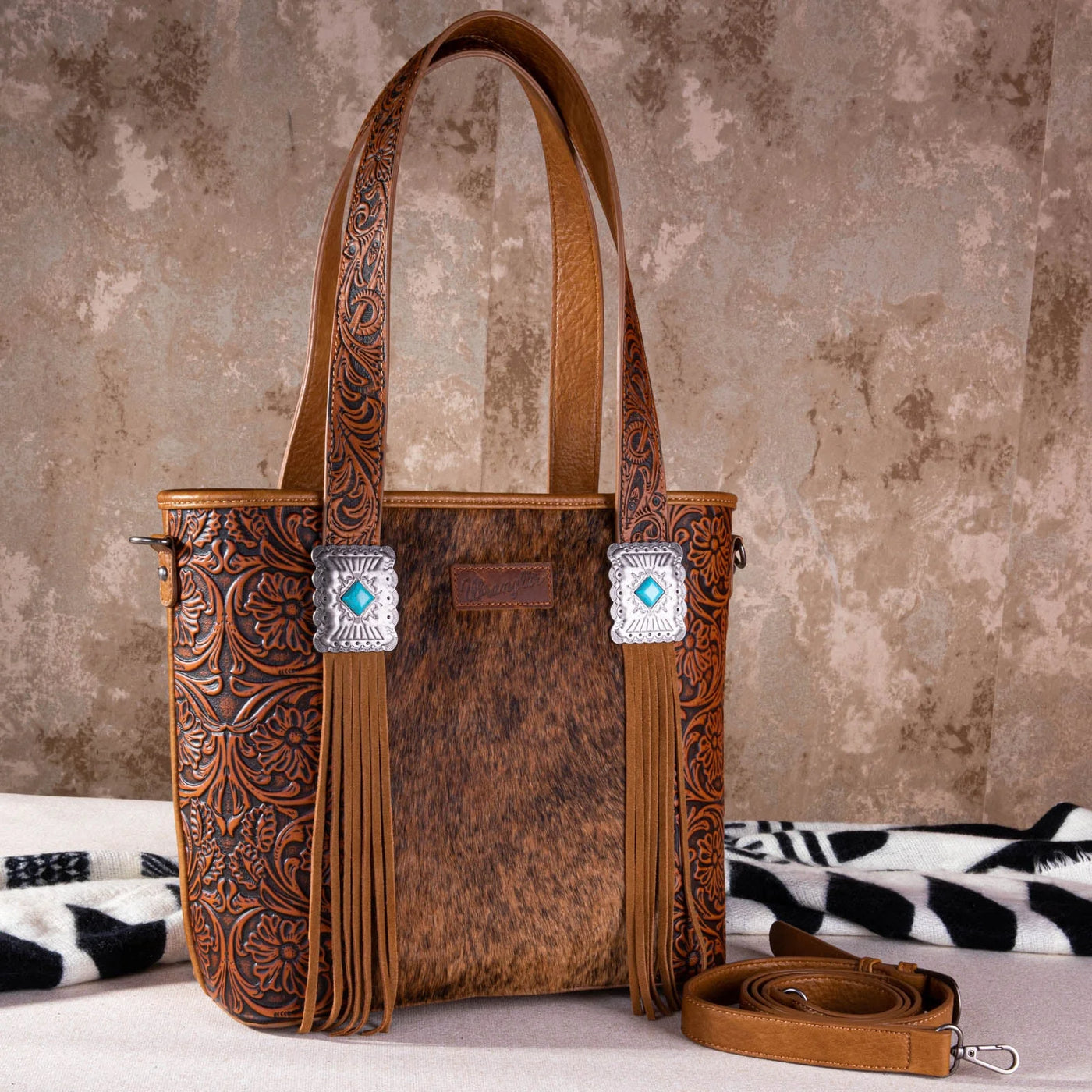 Brown Wrangler Cowhide Conceal Carry Large Tote