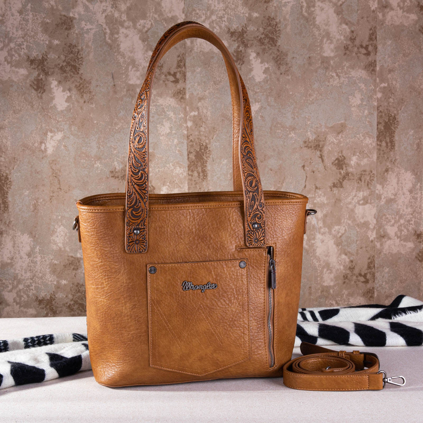 Brown Wrangler Cowhide Conceal Carry Large Tote