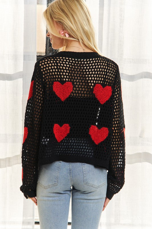 Heart Open Knit Cardigan