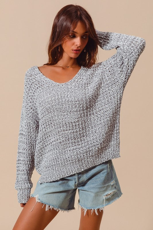 Deep Scope Neck Loose Sweater