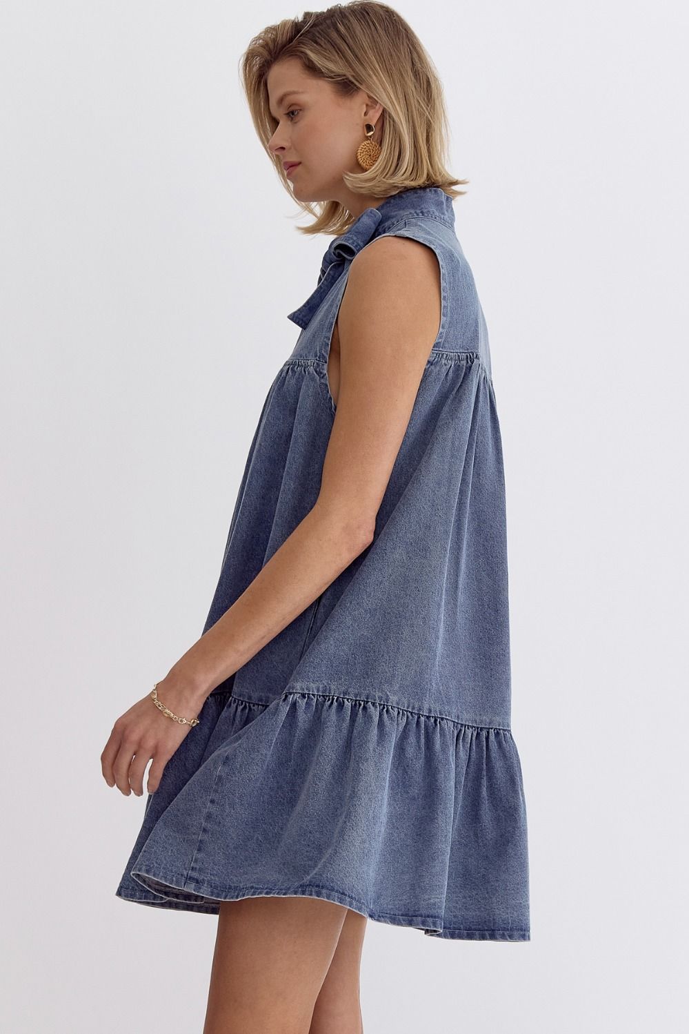 Stylish Sash Denim Dress by Entro