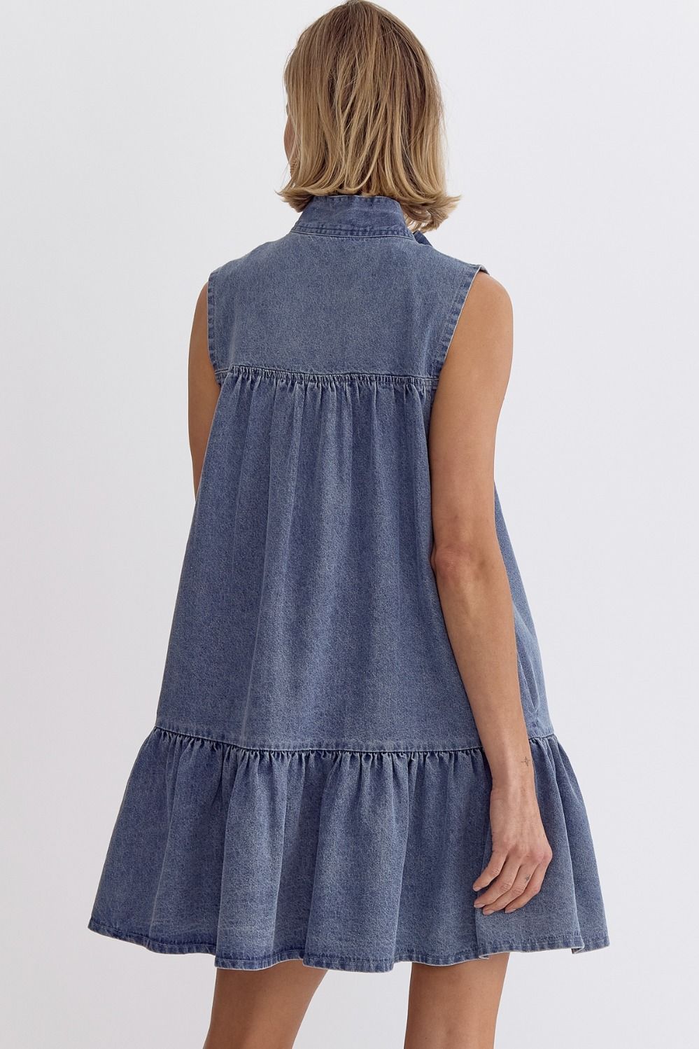 Stylish Sash Denim Dress by Entro